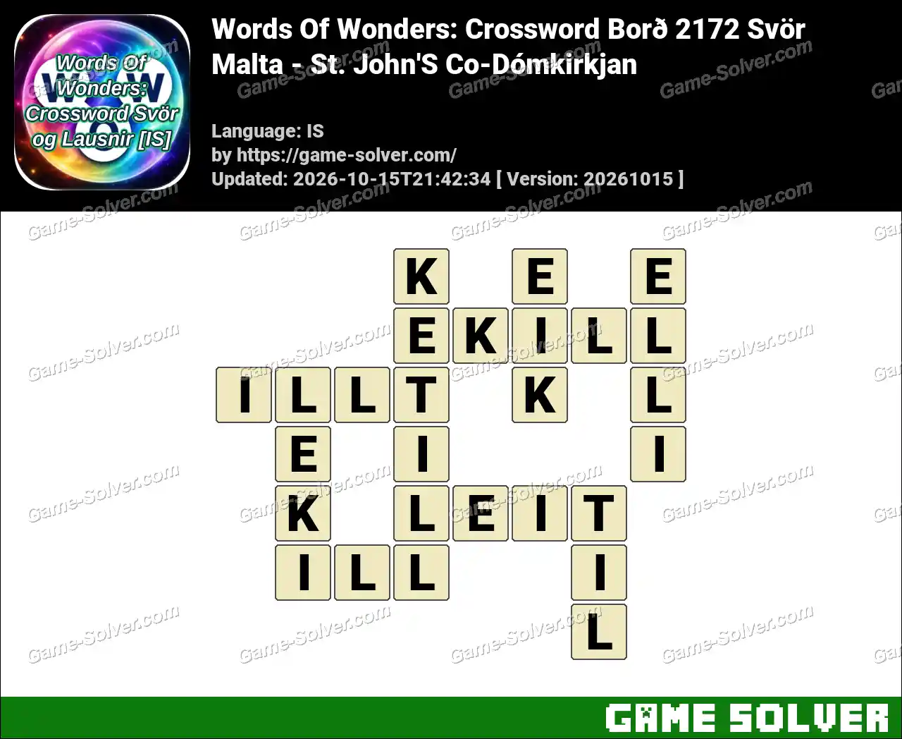 Words Of Wonders: Crossword Borð 2172 Svör – Malta – St. John’S Co-Dómkirkjan